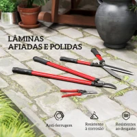 Outsunny Conjunto de Ferramentas para Jardim de 3 Peças Ferramentas de Jardinagem com Tesouras Cortadores de Ramos Tesouras de Podar Vermelho(m-5)