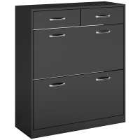 HOMCOM Schuhkommode für 12 Paar mit 2 Verstellbaren Innenregalen und 2 Schubladen, aus Holz, 80x30x91,5 cm, Schwarz