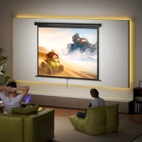 HOMCOM Écran de projection de 84 pouces, écran vidéoprojecteur, 4:3 4K HD, fixation mur ou plafond, 181l x 8P x 138H cm, noir(m-2)