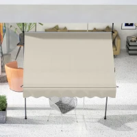 Outsunny Freistehende manuelle ausziehbare Markise 2L x 1,2B x 2,1-3H m Neigbarer Markise Metall und Aluminium Polyester Sand(m-5)