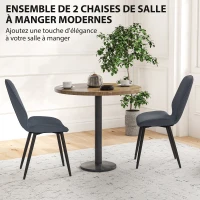 HOMCOM Lot de 2 chaises de salle à manger avec pieds en métal, dossier incurvé et assise rembourrée, gris(m-4)