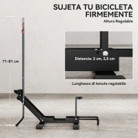 SPORTNOW Soporte para Bicicletas de Acero Aparca Bicis de Suelo Plegable Portátil para Casa Garaje Taller 75x41x71-81 cm Negro(m-6)