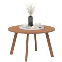 Outsunny Kleiner runder Gartencouchtisch, Beistelltisch mit rutschfesten Fußkappen, Metallrahmen, für Garten, Ø 70 x 42 cm, Orange(m-6)