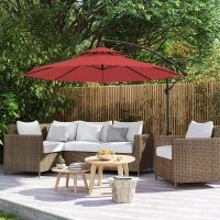 Outsunny Parasol déporté octogonal double toit inclinable manivelle avec pied en croix acier polyester Ø 2,67 x 2,65H m rouge(m-2)