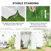 Outsunny Walk-in Polytunnel Greenhouse Green House with Roll-up Sidewalls, UV-resistant PE Cover, 3 x 2 x 2m, White(m-6)