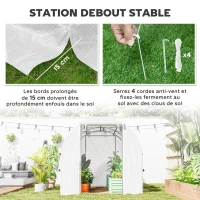 Outsunny Serre de jardin tunnel serre tunnel 6 m² avec 6 fenêtres porte enroulable toile PE structure en acier galvanisé blanc(m-6)