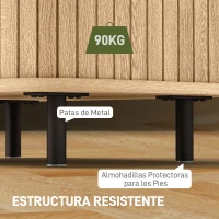 HOMCOM Mesita de Noche para Dormitorio con Puertas Correderas 2 Estantes y Patas de Acero Estilo Escandinavo 48x40x48 cm Roble(m-7)