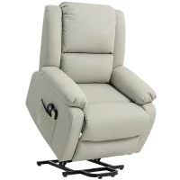 HOMCOM Poltrona Relax Levanta Pessoas com 8 Pontos de Massagem Reclinável com Função de Aquecimento 89x93x105 cm Cinzento Claro(m-1)