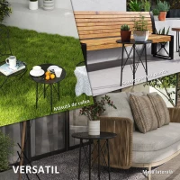 Outsunny Măsuță de Grădină cu Frunze Decupate și cu Picioare Reglabile, Ø40x50 cm, Negru(m-7)