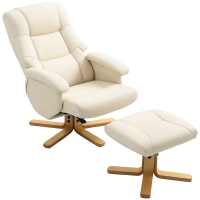 HOMCOM Relaxsessel mit Fußstütze Relaxstuhl drehbar 360° Neigung verstellbar Tragkraft 120 Kg creme