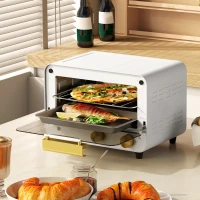 HOMCOM Small Toaster Oven, 12L Multifunction Mini Countertop Oven with Glass Door, Adjustable Temperature and Timer, White(m-9)
