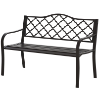 Outsunny 3-Sitzer Gartenbank im ländlich-chicen Stil für Garten oder Terrasse 128L x 60B x 89H cm Epoxid-Metall Gusseisen Braun
