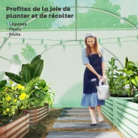 Outsunny Serre de jardin tunnel 9 m² 4 fenêtres, porte zippée enroulable châssis acier galvanisé, bâche PE 3 x 3 x 2 m vert(m-7)