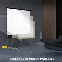 HOMCOM Écran de projection 84 pouces avec support trépied hauteur réglable, écran 4K HD 4:3, en intérieur/à l'extérieur(m-7)