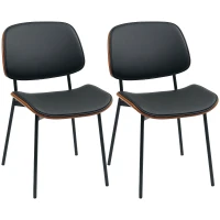 HOMCOM Lot de 2 chaises de salle à manger, style rétro classique, cadre en bois courbé, pour salon, chambre, cuisine, noir(m-11)