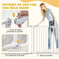 PawHut Puerta para Perros con Longitud Ajustable Sistema de Cierre Automático para Escaleras Pasillos 74-97,5x76,2 cm Blanco(m-6)
