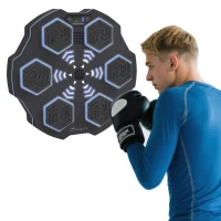 SPORTNOW Maszyna Bokserska z Muzyką, Urządzenie Bluetooth do Boksu, Montaż ścienny, 9 Prędkości i Trybów, Światła LED, Czarna(m-10)