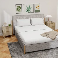 HOMCOM Lot de 2 tables de chevet avec 2 tiroirs cannelés pour chambre à coucher, salon, 40 x 40 x 53 cm, chêne(m-6)