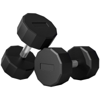 SPORTNOW Set 2 Hanteln mit 12 Seiten zu je 15 kg aus Metall und Gummi mit rutschfestem Griff, 26x15.5x15.5 cm, Schwarz