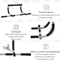 HOMCOM Barra per Trazioni a Pressione per Porta, Installazione senza Viti e Telaio in Tubi di Acciaio, Peso max: 110 kg(m-5)