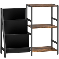 HOMCOM 3-Tier Record Player Stand, End Table for Living Room, Bedroom - Rustic Brown