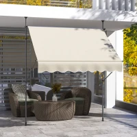 Outsunny Freistehende manuelle ausziehbare Markise 2L x 1,2B x 2,1-3H m Neigbarer Markise Metall und Aluminium Polyester Sand(m-2)