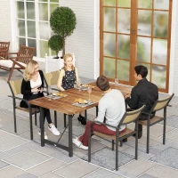 Outsunny Gartentisch 160x90 cm aus Akazienholz und Stahl mit Lattenstruktur, Teak(m-2)