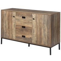 HOMCOM Meuble buffet de rangement 2 placards étagère réglable 3 tiroirs style contemporain - dim. 120L x 39,5l x 77H cm