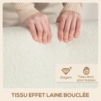 HOMCOM Fauteuil salon, tissu effet laine bouclée, structure en bois massif, pour salon, chambre à coucher, crème(m-7)
