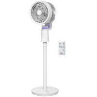 HOMCOM Verstellbarer Oszillations-Luftzirkulationsventilator 70°+90°, Fernbedienung, Timer 7Std, 3 Geschwindigkeiten, weiß(m-1)