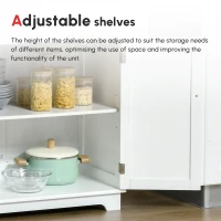 HOMCOM Kitchen Floor Cabinet Side Storage Cupboard Multi-use Sideboard Table with Solid Wood Top, Adjustable Shelf,Drawer for Dining Room, Living Room,Hallway(m-5)