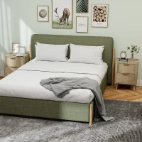 HOMCOM Lot de 2 tables de chevet avec 2 tiroirs cannelés pour chambre à coucher, salon, 40 x 40 x 53 cm, chêne(m-7)