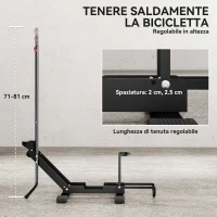 SPORTNOW Rastrelliera per Bici Regolabile con Tubo di Supporto, in Acciaio e Plastica, 75x41x71-81 cm, Nero(m-6)