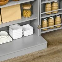 HOMCOM Küchenmöbel Küchenschrank Speisekammer 2 Türen mit 5 Regalen und 12 Gewürzregalen - 60 x 30 x 104 cm - grau(m-4)