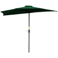 Outsunny Halber Sonnenschirm Balkonsonnenschirm 5 Metallstreben Belüftungsschlitz inklusive 2,93 x 1,5 x 2,49 m hochdichtes Polyester Grün