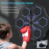 SPORTNOW Music Boxing Machine, Smart Bluetooth Boxing Machine Wall Mounted with 9 Speeds & Modes, LED Lights, Punching Pad for Adults, Black(m-8)