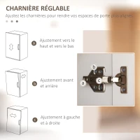 HOMCOM Armoire de cuisine hauteur 170 cm buffet haut avec 4 portes et étagères ajustable, design moderne, blanc(m-7)
