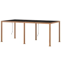 Outsunny Pergola 3 x 6 m Gartenpergola im Freien Pavillon mit verstellbaren Lamellendächern aus Aluminium Haken Naturholz(m-1)