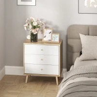 HOMCOM Kommode 3 Schubladen Aufbewahrungsmöbel modernes Design für Schlafzimmer, Wohnzimmer - 60 x 35 x 65 cm, Eiche(m-4)