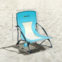 Outsunny Set mit 2 faltbaren Strandstühlen, leichte Campingklappstühle mit Transporttasche und Getränkehalter, 58 x 55 x 62 cm, blau(m-3)