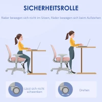 Vinsetto Bureaustoel, Ergonomische Bureaustoel met Draaifunctie, Verstelbaar 55 x 48 x 82,5-94,5 cm Roze(m-4)