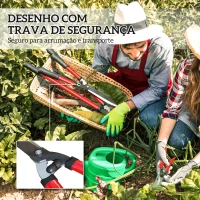 Outsunny Conjunto de Ferramentas para Jardim de 3 Peças Ferramentas de Jardinagem com Tesouras Cortadores de Ramos Tesouras de Podar Vermelho(m-7)