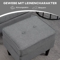 HOMCOM Fotel z podnóżkiem, z nogami z drewna kauczukowego, pokrycie materiałowe, szary(m-7)