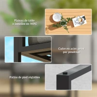 Outsunny Gartenmöbel-Set für den Außenbereich in Grau aus Stahl mit 3 Zweisitzer-Sofas, Sessel, Bank und Couchtisch(m-4)