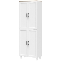 HOMCOM Armoire de cuisine hauteur 170 cm buffet haut avec 4 portes et étagères ajustable, design moderne, blanc