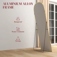 HOMCOM 165cm Aluminium Frame Standing Mirror - Gold(m-6)
