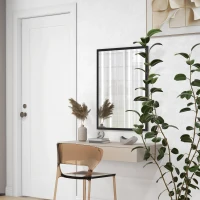 HOMCOM Rechteckiger Wandspiegel mit Haken, aus Glas und MDF, 60x80 cm, Schwarz(m-4)