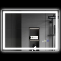 HOMCOM Badspiegel mit Anti-Beschlag-LED und Bluetooth-Lautsprecher, Touch-Buttons, 50x70 cm(m-5)