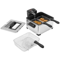 HOMCOM Frytkownica, 5L Pojemności Oleju, Timer, Okno, 2000W Moc, Kolor Srebrny(m-10)