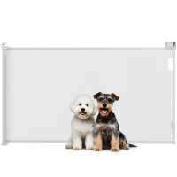 PawHut Ausziehbares Hundegitter für kleine Hunde 0-144 cm und Einziehbar mit automatischer Verriegelung, Weiß(m-5)